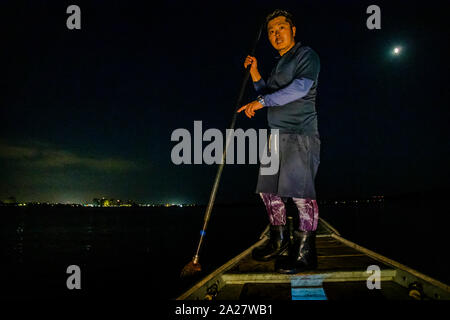 Takiya-ryo spearfishing on lake Hanama, Hamamatsu, Japan