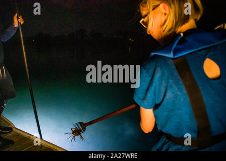 Takiya-ryo spearfishing on lake Hanama, Hamamatsu, Japan Stock Photo