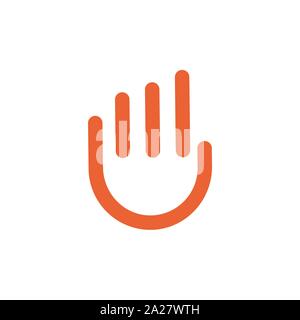 Abstract simple handshake icon. Modern stylized hand line logo stock illustration - Vector Stock Vector