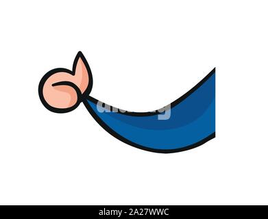 Man giving thumbs up. Hand drawn. Black outlines and colored. Stock Vector