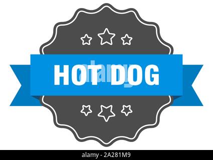 hot dog blue label. hot dog isolated seal. hot dog Stock Vector