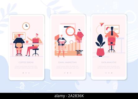 Work organization - set of vector web pages Stock Vector
