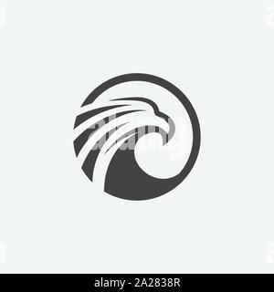 eagle icon circular design illustration, hawk icon design, eagle logo design template, falcon icon Stock Vector