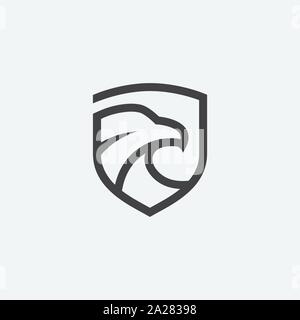 eagle shield linear icon design illustration, hawk icon design, eagle logo template, falcon icon linear Stock Vector