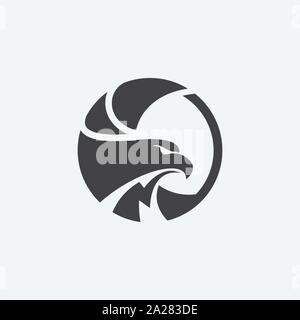 eagle icon circular design illustration, hawk icon design, eagle logo design template, falcon icon Stock Vector