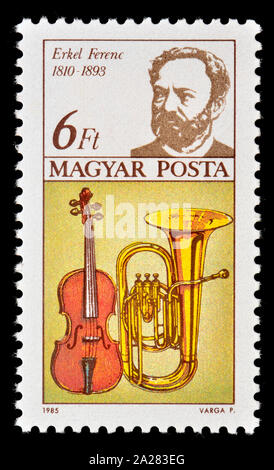 Hungarian postage stamp (1985 - International Year of Music) Ferenc Erkel - Hungarian composer Stock Photo