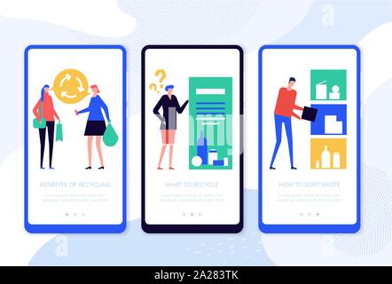 Waste recycling - set of vector web pages Stock Vector