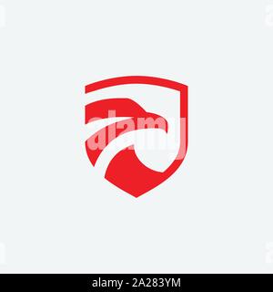 eagle shield linear icon design illustration, hawk icon design, eagle logo template, falcon icon linear Stock Vector