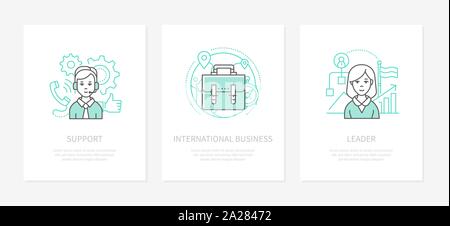 International business - line design style icons set Stock Vector