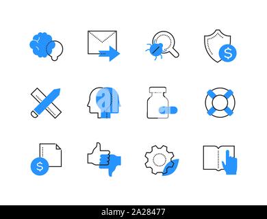 Business development and protection color icons set Stock Vector