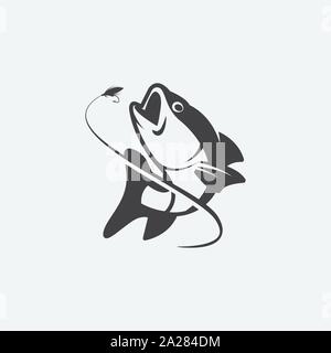 unique fishing logo template, memorable fishing logo icon. fishing vector graphic illustration Stock Vector