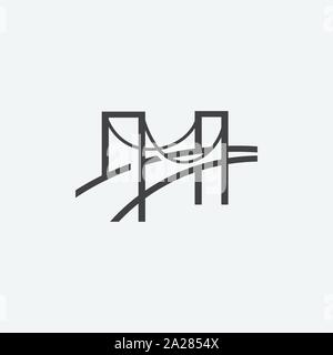 Unique bridge logo design template, bridge linear style logo, memorable bridge logo Stock Vector