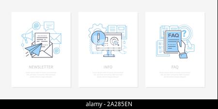 Customer service - line design style icons set Stock Vector