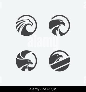 eagle icon circular design illustration, hawk icon design, eagle logo design template, falcon icon Stock Vector