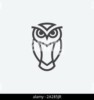 owl linear logo tempalte, owl linear mascot design, owl character design vector illustration, cool logo Stock Vector