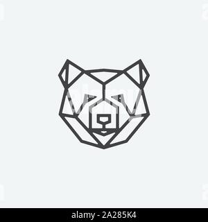 geometric bear head logo design, bear linear icon design illustrtion, bear logo design Stock Vector