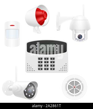 home security system set icons vector illustration vector illustration isolated on white background Stock Vector