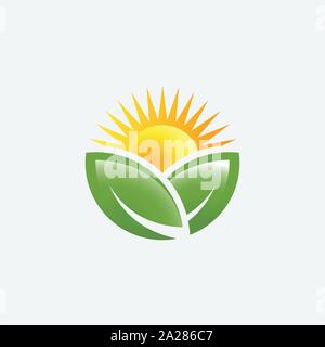 farm logo design illustration, agriculture design template, farming label design, green farming icon, organic icon Stock Vector