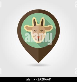 Goat pin map icon. Map pointer. Map markers. Animal head vector ...