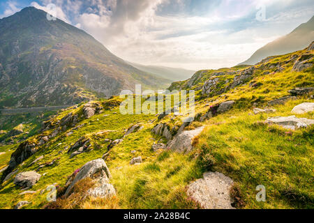 Snowdonia National Park In North Wales with the mountains in the background make a stunning landscape Stock Photo