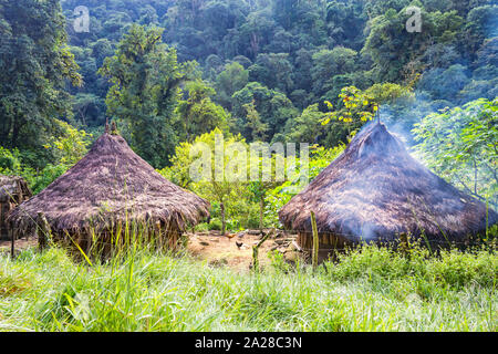 Traditional Kogi huts near Ciudad Perdida, in Sierra Nevada de Santa Marta, Colombia. Stock Photo