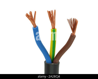 Close up of a electric cable on white background Stock Photo