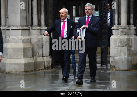 Sir Frederick Barclay (left) leaves the High Court in London, follow a preliminary hearing in the Family Division of the court on Tuesday, over a row over money with his estranged wife Lady Hiroko Barclay. Stock Photo