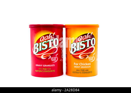 Cartons of beef and chicken Bisto granules isolated on white background. UK Stock Photo