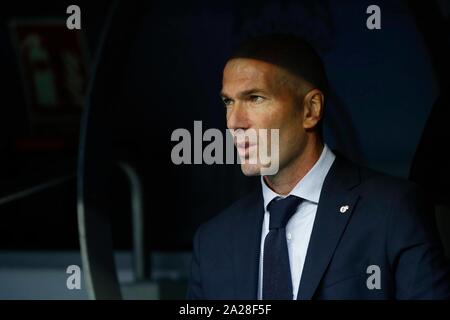 Madrid, Spain. 01st Oct, 2019. ZIDANE DURING MACTH REAL MADRID VERSUS CLUB BRUGGE OF UEFA CHAMPIONS LEAGUE AT SANTIAGO BERNABEU STADIUM. THURDAY 1 OCTOBER 2019 Credit: CORDON PRESS/Alamy Live News Stock Photo