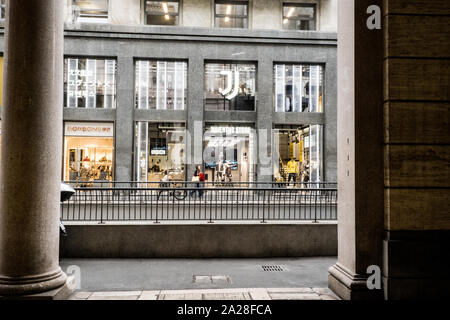 Inside the brand new Juventus store, with Undici cafe, in Milan city centre Stock Photo