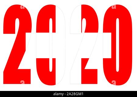 Isolated banners numeral for the year 2020 with a white background, happy new year. Stock Photo