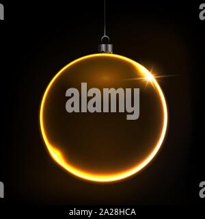 Black shiny Christmas background with bauble, illustration. Stock Vector