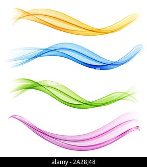 Set of blue abstract wave design element Stock Vector