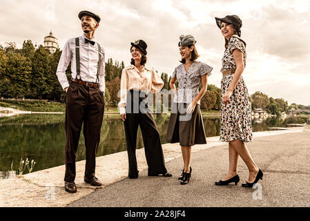 Italy Piedmont Turin - Valentino park - Murazzi - 'Vintage and More' Unique Handmane Clothing Stock Photo