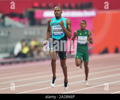 Doha, Qatar. 1st Oct, 2019. Steven Gardiner of The Bahamas competing in the 400 meter for men during the 17th IAAF World Athletics Championships at the Khalifa Stadium in Doha, Qatar. Ulrik Pedersen/CSM/Alamy Live News Stock Photo