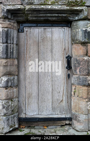 Old timber door in medieval building in Stirling old town Scotland Stock Photo