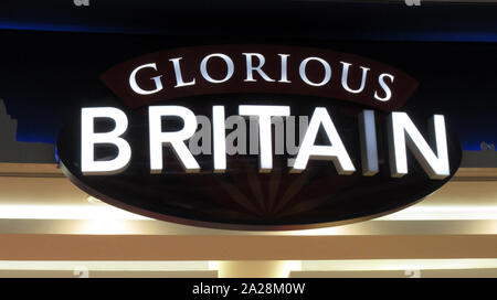 London Stansted, UK. 29th Sep, 2019. Glorious Britain logo seen at their store in London Stansted Airport. Credit: Keith Mayhew/SOPA Images/ZUMA Wire/Alamy Live News Stock Photo