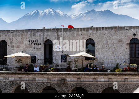 Arequipa city and the Chachani volcano, Peru,South America. Stock Photo