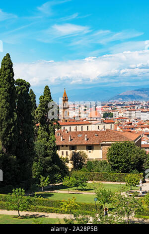 view of the city from the boboli gardens in florence, tuscany, italy. Stock Photo