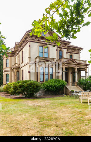 Meeker Mansion (built in 1886 in the Victorian style) and landscaping in Puyallup, Washington. Stock Photo