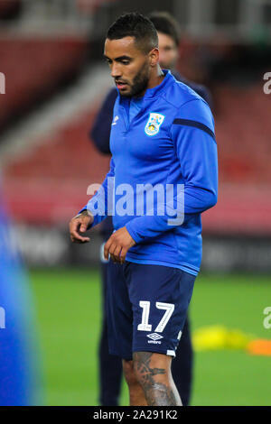 Stoke On Trent, UK. 01st Oct, 2019. Huddersfield Town (17) during the EFL Sky Bet Championship match between Stoke City and Huddersfield Town at the Bet365 Stadium, Stoke-on-Trent, England on 1 October 2019. Photo by Jurek Biegus. Editorial use only, license required for commercial use. No use in betting, games or a single club/league/player publications. Credit: UK Sports Pics Ltd/Alamy Live News Stock Photo