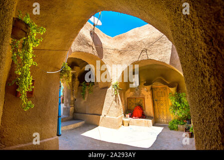 Courtyard of berber underground dwellings. Troglodyte house. Matmata, Tunisia, North Africa Stock Photo