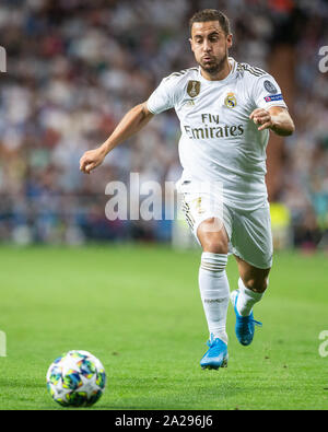 Madrid, Spain. 01st Oct, 2019. Eden Hazard of Real Madridduring the match Real Madrid CF v Club Brujas , of UEFA Champions League, 2019/2020 season, Date 2. Santiago Bernabeu Stadium. Barcelona, Spain, 01 OCT 2019. Credit: PRESSINPHOTO/Alamy Live News Stock Photo