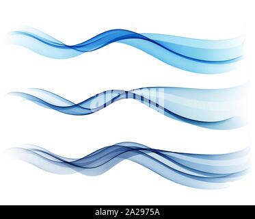 Set of blue abstract wave design element Stock Vector