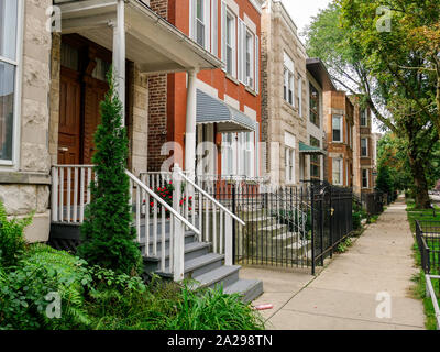 Gentrification along Walton Street. East Humboldt Park neighborhood, Chicago, Illinois. Stock Photo