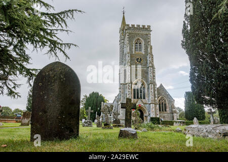 St Leonards Parish Church in Semley with old graves, Wiltshire, England, UK Stock Photo
