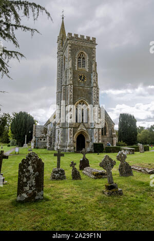 St Leonards Parish Church in Semley with old graves, Wiltshire, England, UK Stock Photo
