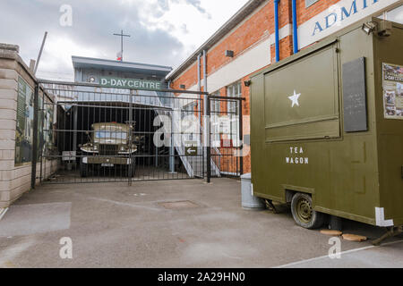 Military vehicles displayed at Castletown D-day Centre, Castletown, Portland, Dorset, UK Stock Photo