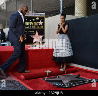 Los Angeles, United States. 01st Oct, 2019. Actor and filmmaker Tyler Perry is joined by actress Kerry Washington during an unveiling ceremony honoring him with the 2,675th star on the Hollywood Walk of Fame in Los Angeles on Tuesday, October 1, 2019. Photo by Jim Ruymen/UPI Credit: UPI/Alamy Live News Stock Photo