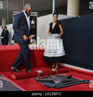 Los Angeles, United States. 01st Oct, 2019. Actor and filmmaker Tyler Perry is joined by actress Kerry Washington during an unveiling ceremony honoring him with the 2,675th star on the Hollywood Walk of Fame in Los Angeles on Tuesday, October 1, 2019. Photo by Jim Ruymen/UPI Credit: UPI/Alamy Live News Stock Photo